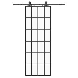 vidaXL skydedør med hardwaresæt 76x205 cm ESG glas sort