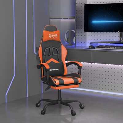 vidaXL gamingstol med fodstøtte kunstlæder sort og orange