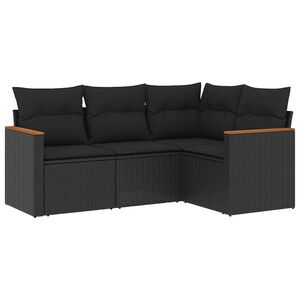 vidaXL sofas&aelig;t til haven 4 dele med hynder polyrattan sort