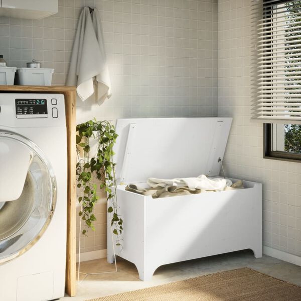 vidaXL opbevaringsboks med l&aring;g RANA 100x49x54 cm massivt fyrretr&aelig; hvid