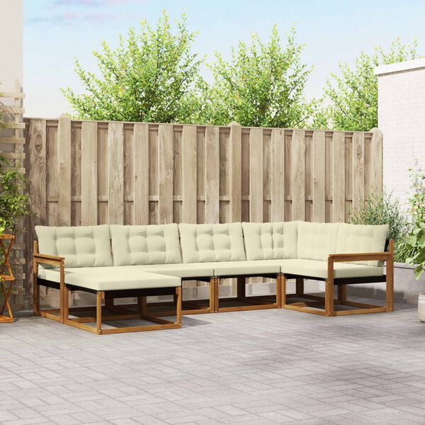 vidaXL Udend&oslash;rs sofagruppe 6 pcs Naturlig og Fl&oslash;de Massivt Akacietr&aelig;