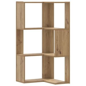 vidaXL bogreol til hj&oslash;rne 50x50x102 cm 3 hylder konstrueret tr&aelig; egetr&aelig;