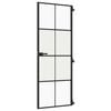 vidaXL d&oslash;r 76x201,5 cm h&aelig;rdet glas og aluminium sort