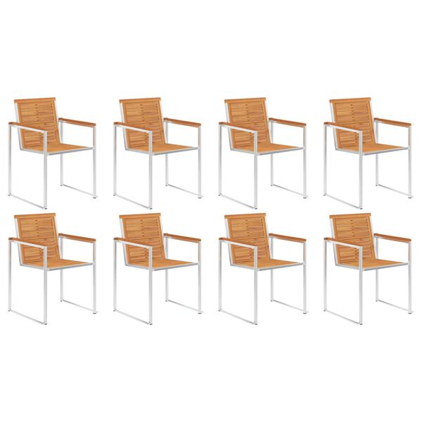 vidaXL havestole 8 stk. med hynder massivt akacietr&aelig;