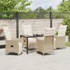 vidaXL Have Spisebordss&aelig;t med pude 5 pcs Beige polyrattan