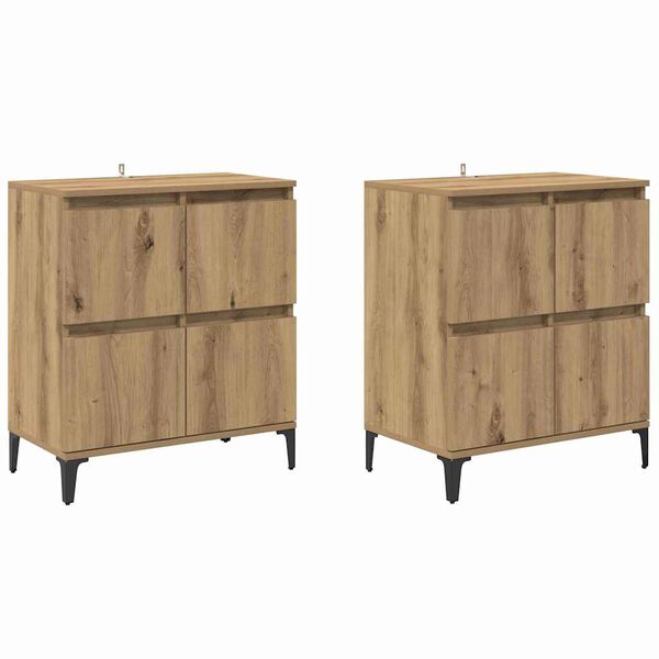 vidaXL Sideboards 2 pcs Artisan Egetr&aelig; 60 x 35 x 70 cm Konstrueret tr&aelig;