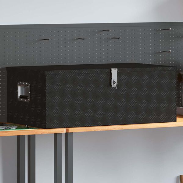 vidaXL opbevaringskasse 100x55x37 cm aluminium sort