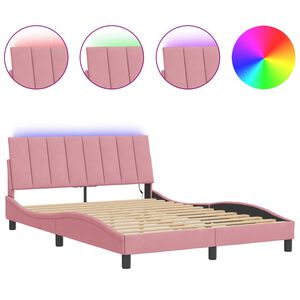 vidaXL sengeramme med LED uden madras Hanko 120x200 cm velour pink