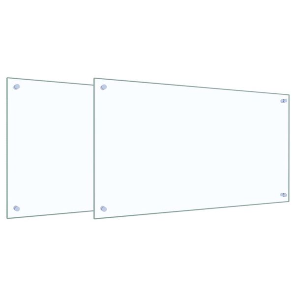 vidaXL K&oslash;kkenbacksplash 2 pcs Transparent 90 x 50 cm h&aelig;rdet glas