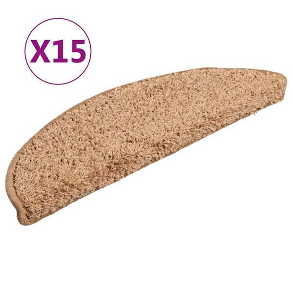 vidaXL trappem&aring;tter 15 stk. 56x17x3 cm beige halvrunde