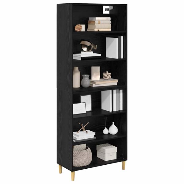 vidaXL Highboard Sort eg 69,5 x 32,5 x 180 cm Konstrueret tr&aelig;