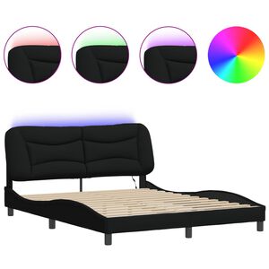 vidaXL sengeramme med LED uden madras Hvar 160x200 cm stof sort