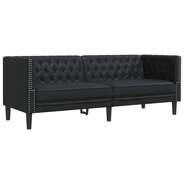 vidaXL Stue Sofa 3 pcs Sort 194 x 74,5 x 70,5 cm Faux l&aelig;der