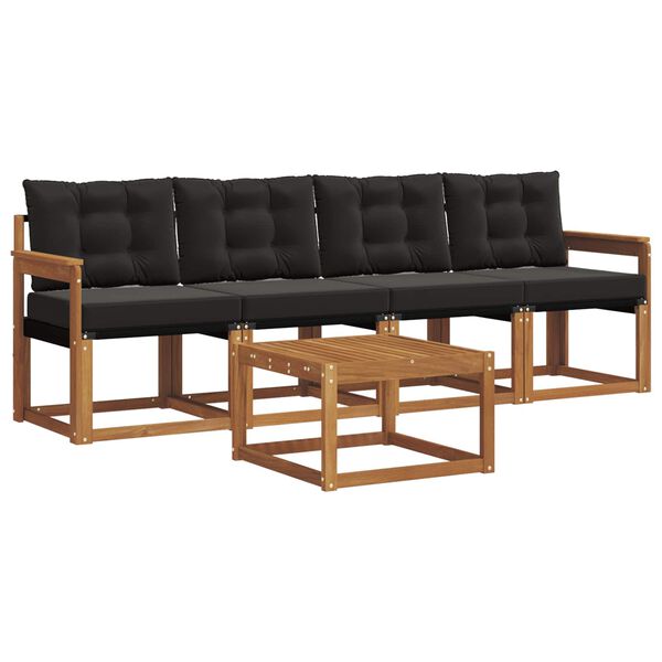 vidaXL Udend&oslash;rs sofagruppe med pude 5 pcs Naturlig og sort