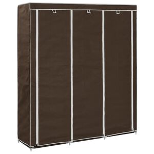 vidaXL kl&aelig;deskab med rum og t&oslash;jstang 150 x 45 x 175 cm stof brun