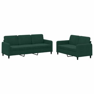 vidaXL sofas&aelig;t 2 dele velour m&oslash;rkegr&oslash;n