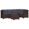 vidaXL 5-personers Havem&oslash;bel Sofa med Hynder Rattan Look PP Brun