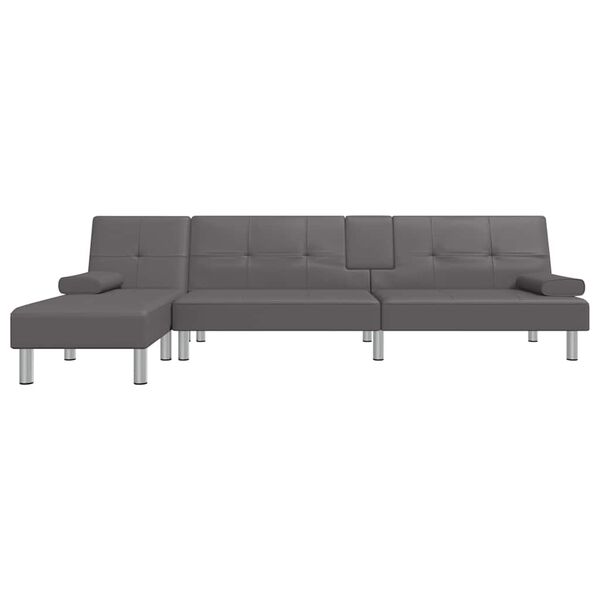 vidaXL L-formet sovesofa 255x140x70 cm kunstl&aelig;der gr&aring;