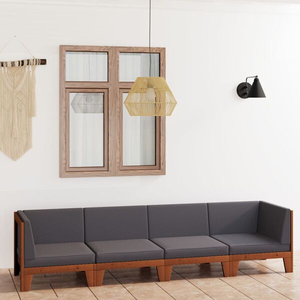 vidaXL lounges&aelig;t til haven 4 dele med hynder massivt akacietr&aelig;