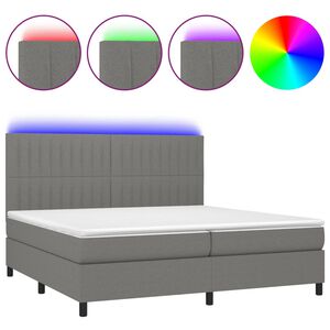 vidaXL kontinentalseng med LED-lys 200x200 cm stof m&oslash;rkegr&aring;