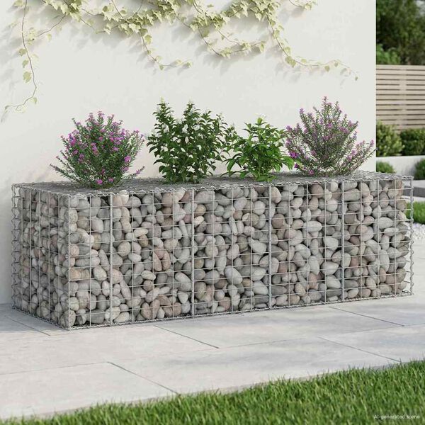 vidaXL Gabion h&oslash;jbed S&oslash;lv 180 x 60 x 55 cm Galvaniseret st&aring;l