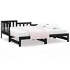 vidaXL daybed med udtr&aelig;k 2x(90x190) cm massivt fyrretr&aelig; sort