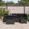 vidaXL Havesofa S&aelig;t med pude 6 pcs Sort polyrattan