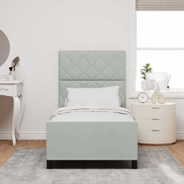 vidaXL Box spring seng med hovedg&aelig;rde Lysegr&aring; 90 x 190 cm Fl&oslash;jl