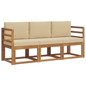 vidaXL Udend&oslash;rs sofagruppe med pude 3 pcs Naturlig og Beige