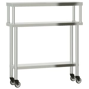 vidaXL k&oslash;kkenbord med tophylde 110x30x120 cm rustfrit st&aring;l
