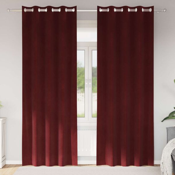 vidaXL M&oslash;rkl&aelig;gningsgardiner 2 pcs Vinr&oslash;d 140 x 225 cm Fl&oslash;jl