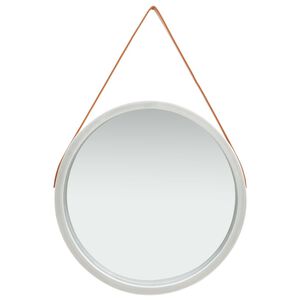vidaXL v&aelig;gspejl med rem 60 cm s&oslash;lvfarvet