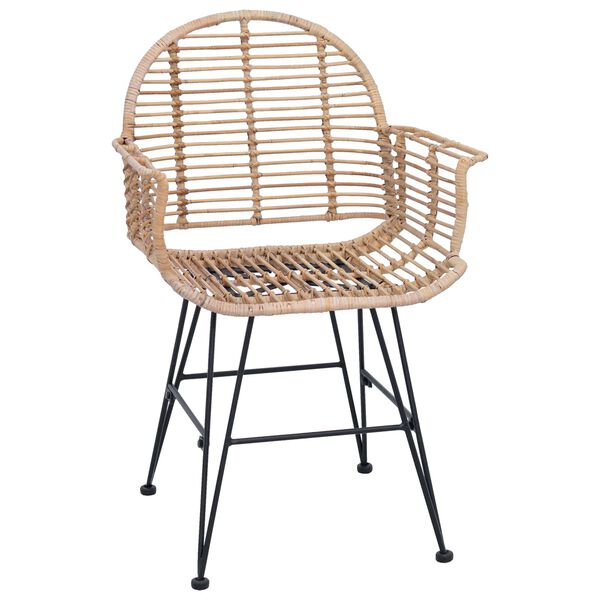 vidaXL Spisestuestol 2 pcs Naturfarvet 44 x 44 x 74 cm Rattan og Jern