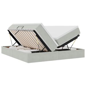 vidaXL Seng med opbevaring og madras Lysegr&aring; 180 x 200 cm Fl&oslash;jl