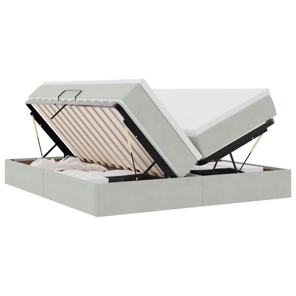 vidaXL Seng med opbevaring og madras Lysegr&aring; 180 x 200 cm Fl&oslash;jl