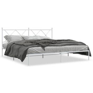 vidaXL sengeramme med sengegavl 183x213 cm metal hvid