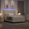 vidaXL LED Box Spring Bed med madras Creme 160 x 200 cm Stof