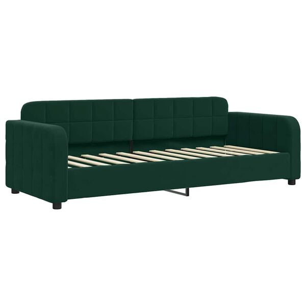 vidaXL daybed med udtr&aelig;k og madras 80x200 cm velour m&oslash;rkegr&oslash;n