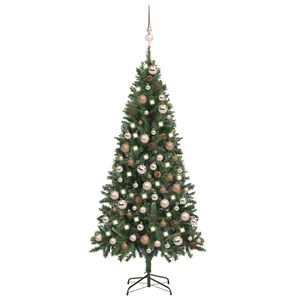 vidaXL juletr&aelig; med sne + lys + julekugler og grankogler 180 cm