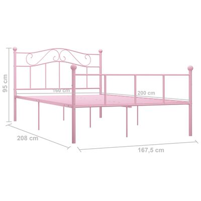 vidaXL sengestel 160x200 cm metal pink