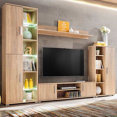 vidaXL TV-møbel med LED-lys sonoma-eg