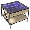 vidaXL sofabord med Infinity LED-lys 50x50x38 cm sonoma-eg