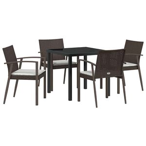 vidaXL Have Spisebordss&aelig;t 5 stk. Brun og sort PE Rattan