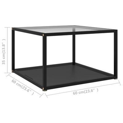 vidaXL sofabord 60x60x35 cm hærdet glas transparent og sort