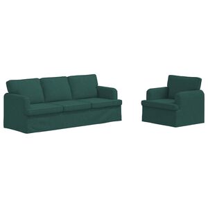 vidaXL Sofa S&aelig;t 2 stk. M&oslash;rkegr&oslash;n Stof