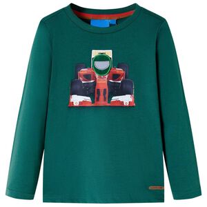 vidaXL Lang&aelig;rmet T-shirt til b&oslash;rn str. 116 cm gr&oslash;n