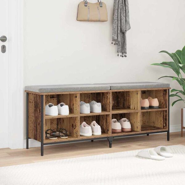 vidaXL Sko skab Gammelt tr&aelig; 131 x 35 x 50 cm Ingeni&oslash;rt tr&aelig; og jern