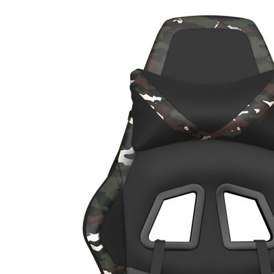 vidaXL gamingstol m. massage og fodstøtte kunstlæder sort camouflage