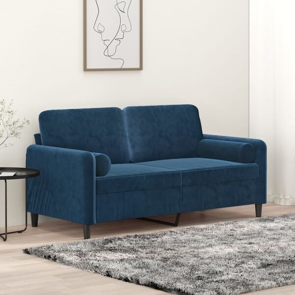 vidaXL 2-personers sofa med puder og hynder 140 cm velour bl&aring;