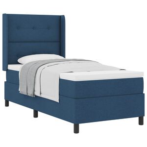vidaXL Box spring seng med pude med hovedg&aelig;rde Bl&aring; 200 x 100 cm Stof